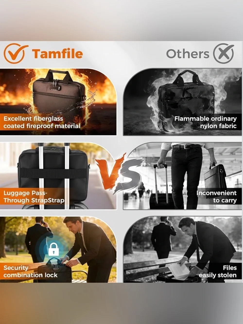 Laptop Bag, 14 inch Fireproof Safe Messenger Bag for Laptop or Tablet